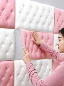 4pcs 3D Sticker Embossed XPE Foam Wallpaper, Waterproof & Moisture-Proof Faux Leather Texture, Headboard Anti-Collision Soft Pad Removable Wall Sticker, Reusable & Cuttable, Suitable For Bedroom & Living Room Wall Decor, Sound Insulation Thick Wall, Home Decor Wall Paper