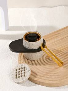 1 件/1 套树脂香炉/Bakhoor 香炉，黑白煤炭大理石图案树脂手持香炉，带盖款式。 - 奶油白 - 查看 13