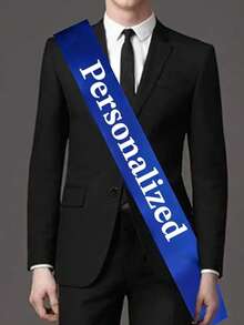 Customizable Elegant Blue Polyester Shawl With White Text - Suitable For Graduation Ceremony, Formal Events And Special Occasions | Customizable Text | Polyester