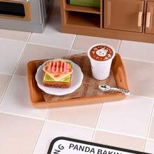 Dollhouse Miniature Food Play Coffee Sandwich Cake Beverage Set Mini Restaurant Breakfast Afternoon Tea Desktop Decoration