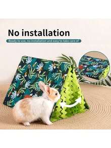 Chinchilla Meerschweinchen Dreieck Tunnel Spielzeug, Kleintier Schlafnest, Keine Installation Hamsterhaus - Strapazierfähiges & Leicht zu Reinigendes Doppelseitiges Fransen Design Kleintier Versteck Tunnel, Kleintier Bett für Igel Ratte