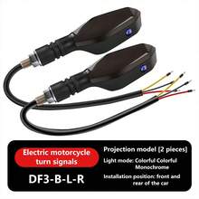 2PCS Universal Motorcycle Turn Signal LED Cold Arrow Indicator Projector, 27 RGB Flowing Daytime Running Lights - Amber Motorcycle Signal Turn Signal - Multicolor - View 9