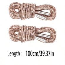 2条120厘米奢华水晶鞋带，圆形水晶鞋带/帽带，时尚闪亮，水晶抽绳运动鞋带，休闲鞋带 - 白色 - 查看 20