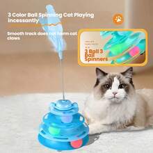 1pc Cat Toy Teaser Wand Cat Turntable Self-Entertainment Ball 3-Layer Track Plate For Kitten & Pet, Some Accessories (Feathers, Small Balls) Are Random In Color And Style