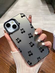 1pc Cute & Cool Black Heart, Cherry, Bow Design Shockproof TPU Phone Case, With Anti-Slip Matte Back, Provides Protection Compatible With Iphone & Galaxy Phones - Multicolor - View 3