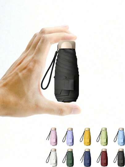 1pc Mini Travel Umbrella, Compact Parasol, Small UV Protection Umbrella, Waterproof, Portable, Lightweight, UV-Resistant, Windproof, Easy To Carry, Foldable Design, Suitable For Home, Office, Outdoor Activities, Travel And Daily Use, Such As Summer Cooling, Beach Outings, Etc.,Spring Summer Picks,Brides Maid Gifts,Room,Bedroom Decor,Beach,Travel,For Men,For Women,Vacation,Cute Stuff