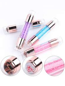 3件套亚克力彩色钻石双头硅胶美甲模板印章转印笔美甲工具，双头硅胶美甲印章带水钻装饰 - 不含甲醛，适用于DIY美甲和足部修复、电镀，透明乳白色，印章工具使用透明硅胶印章和刮刀，实现快速简便的美甲方法 - 彩色 - 查看 1