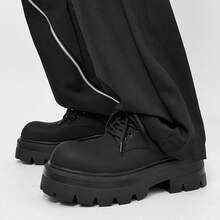 Thick Sole Versatile Height Increasing Derby Shoes  Niche Men's Shoes - 黑色 - 查看 4
