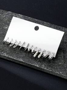 6 أزواج من أقراط حلقية صغيرة ناعمة بتصميم هندسي بسيط على شكل ماس