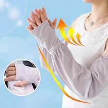 1Pair Women's Sun Protection UV Blocking Arm Sleeves, UV Protection Cooling Arm Sleeves,Lightweight Breathable Elastic Sunscreen Sleeves,Women Men Summer Outdoor Sunblock Arm Cover With Thumb Hole Sun Sleeves For Outdoor Sports, Travel, Driving,Back To School - View 7