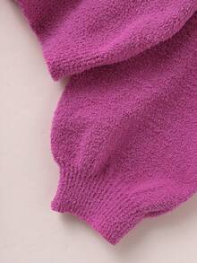 Set de 2 piezas de suéter y pantalón de punto de unicolor, casual para otoño/invierno