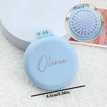 Customized Air Cushion Comb, Cute Candy Color Air Cushion Comb, Personalized Mirror Comb Set, 7 Color Options, Mini Portable Folding Air Cushion Comb, Home Massage Comb Mirror Integrated Hair Brush Christmas Beauty Accessories - Multicolor - View 11