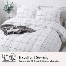 Checkered Comforter Twin (66x90Inch), Black White Plaid Gingham Bed Set, Lightweight Microfiber Geometric Preppy Bedding, 2 Pieces, Bedding F2BF - 06 - 網格 - 白色 - 查看 6