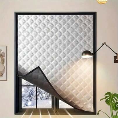 1pc Heat Insulation Blackout Curtain, Winter Windproof Thermal Curtain, Soundproof Insulating Curtain, Summer Bathroom Kitchen Bedroom UV Protection Sunshade, Seal Window, Blackout Soundproof, Easy Installation With Hook And Loop No Drilling Required