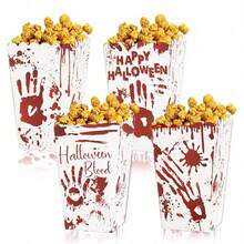 4pcs/8pcs/12pcs Kotak Kertas Permen Popcorn Motif Jejak Tangan Berdarah Horor Halloween, Untuk Pesta Tema Halloween, Kotak Kemasan DIY Popcorn dan Kentang Goreng - MultiWarna - View 10