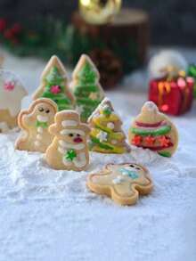 4 piezas de herramientas para decorar pasteles de fondant navideños, cortadores de galletas con resorte en forma de muñeco de nieve, árbol de Navidad, hombre de jengibre