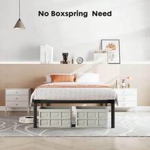 Heavy Duty Metal Bed Frame With Under Bed Storage, Sturdy Steel Slat Support, No Box Spring Needed, Platform Bed Frame For Queen, King, Full, Twin, 300lbs Capacity