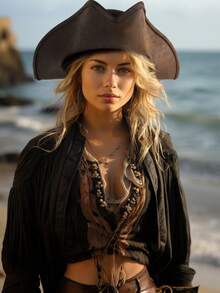 Adult Pirate Hat For Women Colonial Tricon Hat Halloween Costume Accessory - 彩色 - 查看 3