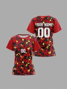 2025 Customized Sports Jersey, Summer Outdoor Sportswear Short Sleeve Top, Women's Sports Team Club Training Jersey Top With Front & Back Personalized Name & Number, Moisture-Wicking Breathable Casual Everyday Wear, Party & Gathering Undershirt, White Comfortable Fit