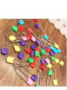 10/20/50pcs Plastic Head Safety Pins 2inch/5cm Safety Locking Baby Cloth Diaper Nappy Pins Buckles DIY Needle Pins Sewing Supplies, Random Colors