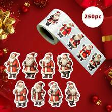 250 Rolls Of Santa Claus, Snowman, And Teddy Bear Stickers For Gift Wrapping, Cards, Envelopes, And Party Supplies (Christmas Tree 3) Christmas Christmas Decorations Christmas Pajamas Christmas Gifts Christmas Decor