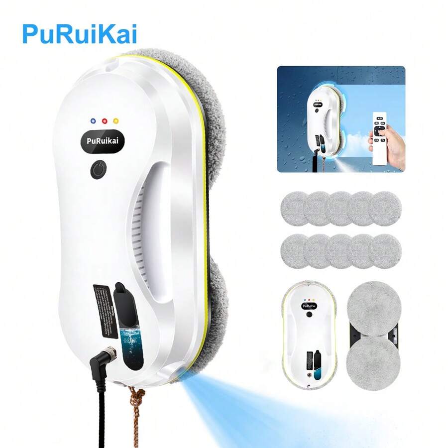 PuRuiKai Automatic Window Cleaning Robot – For Glass, Tiles, And Doors HCR-09 Automatic Window Cleaner ,Smart Glass Cleaning Robot