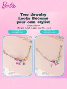 Mattel 1Set Barbie Officially Licensed DIY Beaded Bracelet Hand String Colorful Stackable Crystal Wrist Adornment Stars Ice Cream Lollipop Shapes Delicate Ornaments Party Cosplay Dress Up Jewellery Decorations Jewelry Birthday Mothers Day Gifts