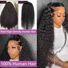 Uveous Long Jerry Curly Half Wig Human Hair 3 In 1 Wigs Flip Over Drawstring Glueless Wig Ready To Go Beginner Friendly Seamless Clip In Wigs Natural Black Color 28 Inchh - Natural Black - View 2