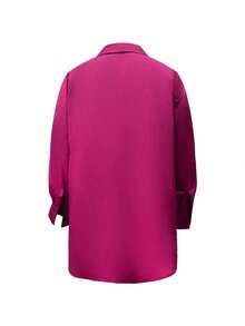 Women's Casual Long Sleeve Shirt, Suitable For All Seasons - Hot Pink - View 4