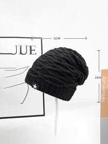 Nuovo berretto invernale/autunnale imbottito, berretto lavorato a maglia con toppe a stella a cinque punte alla moda, cappello lavorato a maglia versatile con motivo argyle jacquard, accessorio invernale soffice