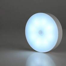現代 LED 旋轉磁吸感應小夜燈，可放置或壁掛式可調床頭燈，適用臥室，附 USB 線，純色塑膠燈罩，太空主題，節能，紅外線感應功能，可充電鋰電池 - 白色 - 查看 10