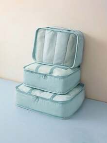 3/1pc Travel Bag Same Color Set, Large Capacity Clothing Storage Bag, Suitcase Storage Bag, Used To Organize Clothes Travel Storage Bag, High-End Multi-Functional Portable Storage Bag, Clothes Packing Bag, Foldable Waterproof Storage Bag, Suitable For Home Clothing Packing, Travel Multi-Classification Packing, - Multicolor - View 10