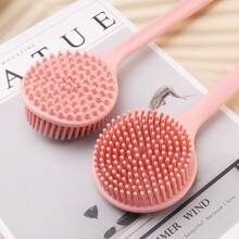 1pc Double-Sided Silicone Bath Brush, Long Handle Shower Brush - Body Massage Relaxing Back Scrubber, Easy To Clean, Soft Bristle Exfoliating Brush, Home Bathroom Use - Multicolor - View 5