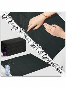 Bộ 200/125/100/50/20/10 miếng lót bàn làm móng dùng một lần, kích thước 13" x 17", khăn lau 3 lớp chống thấm nước cho tiệm làm móng, tấm phủ bàn xăm, dụng cụ làm móng nghệ thuật (Màu đen) - màu đen - Xem 8