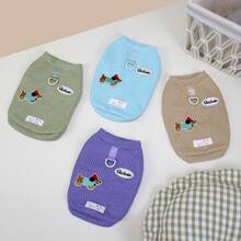 25pcs Korean Style Pet Sweaters, Dog Clothes, Animal Vest, Thermal Lined Knitwear, Cat Apparel, Dog Outfits, Cartoon Animal Casual Wear, Plush Pet Clothes, New Autumn/Winter Collection, Cartoon Embroidered Leg Wear, Casual Wear, Leash Buckle Fleece Jacket, New Autumn/Winter, Cat Autumn Clothes - Khaki - View 1