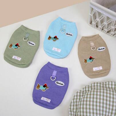 25pcs Korean Style Pet Sweaters, Dog Clothes, Animal Vest, Thermal Lined Knitwear, Cat Apparel, Dog Outfits, Cartoon Animal Casual Wear, Plush Pet Clothes, New Autumn/Winter Collection, Cartoon Embroidered Leg Wear, Casual Wear, Leash Buckle Fleece Jacket, New Autumn/Winter, Cat Autumn Clothes