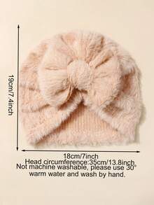 2pcs Cute Fluffy Bow Baby Hat Set, Suitable For Children Everyday Use In Autumn/Winter - Multicolor - View 3