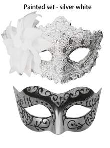 2 piezas Nuevo Juego de Máscara Floral Brillante de Alta Gama 2025, Máscara Superior con Patrón de Dragón Pintado Unisex, Decoración para los Ojos para Belleza, Fiesta de Halloween, Varios Eventos