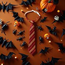 1pc Handmade Polyester Red Striped Arrow Shaped Skinny Tie, Essential For Back To School, Suitable For Halloween Party, Great Gift - Twill Tie - View 3