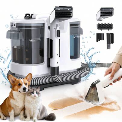  Lubluelu 450w Powerful Suction Spot Cleaner Machine, With Multi-Function Tools For 5, 13500Pa Super Suction, 6.7M Working Radius, Dual Water Tank Design(1L+ 1.75L), 3-Action Cleaning, Non-Chemmical Stain Remover For Rugs,Pets, Car Seats, Sofa And Couch, Smart Robot