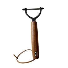 1 pieza Pelador de acero inoxidable y mango de madera de rosa, pelador multifuncional de frutas y verduras, pelador de patatas, rebanador