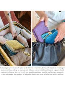 1pc Travel Jewelry Pouch, Velvet Storage Bag With Zipper For Jewelry, Organizer Bag For Additions, A Gift For Women, Travel Business Jewelry Bag - Multicolor - View 9