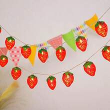 1pc 10/20Led 1.5/3/M Strawberry Shaped String Light For Children's Room Decoration, Fairy Tale Themed Room Decor, Birthday Parties, Weddings, Party Supplies, Gift, 4 Seasons Available