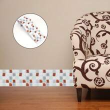 1 Stück selbstklebende PVC Tapete, flaches Mosaik Muster Wandaufkleber, Fliesenaufkleber für Wand, Schrank, Boden, Sockelleiste, geeignet für Zuhause, Küche, Wohnzimmer, Badezimmer, Schlafzimmer, Büro Dekoration