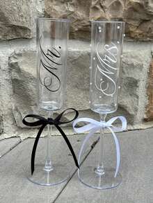 Braut-Party Weingläser, Champagner-Kelche, Acryl-Champagner-Gläser, Brautjungfer, Braut, Trauzeugin, Mutter der Braut, Party, Geburtstags-Dekoration, Multifunktional, Wiederverwendbar, Ornamental, Klebend, Exquisit, Stilvoll, Süß, Weich, Farbig, Cartoon, Individuell, Personalisiert, Einzigartig - Mehrfarbig - Übersicht 6