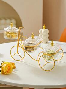 Bandeja original en forma de bicicleta de 1 pieza con juego de cuencos de diferentes tamaños para snacks y frutos secos.