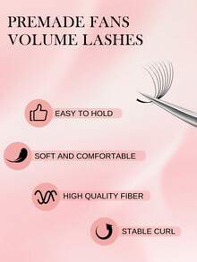 1000 Fans Loose Fans Curvature Size C Eyelash Extensions 3D 4D 5D 6D 8D Mixed Lengths 8-15mm Premade Volume Fans Pointy Base Lashes - C - View 2