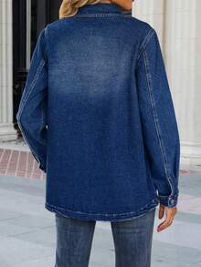 Women's Casual Fashion Street Snap Flap Pocket Denim Jacket, Spring/Autumn