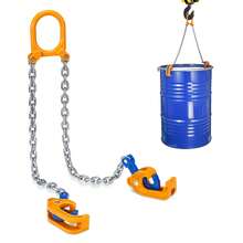 GCCSJ Drum Lifter,55-Gallon Barrel Clamp,2200lb/1 Ton Heavy-Duty Drum Lifter - Alloy Steel Barrel Clamp For 55-Gallon Plastic & Metal Drums | Industrial-Grade Material Transfer Tool With Chain Sling & Grabs | Warehouse/Factory/Workshop Drum Handling Equipment" - 奧蘭治和銀 - 查看 2
