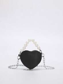 1 Stück süßes Mädchen Kleine Nische Hochwertiger Herz-förmiger Perlen Handtasche, moderner avantgardistischer neuer Stil Tasche, frische und dopamin-farbige Kombination, neuer Jugendstil, kann als Umhängetasche oder Handtasche getragen werden, der Schultergurt ist nicht verstellbar, lässig aber stilvoll, sehr geeignet für Ausflüge und kann auch als Geschenk an Freunde vergeben werden. - Perlenhandtasche Umhängetasche - Übersicht 12